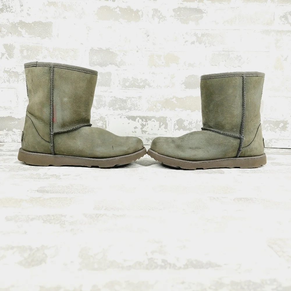 UGG Classic Short Weather Gray Suede Leather Ankle Winter Boots A790